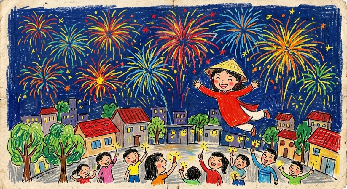 Em bay trong đêm pháo hoa